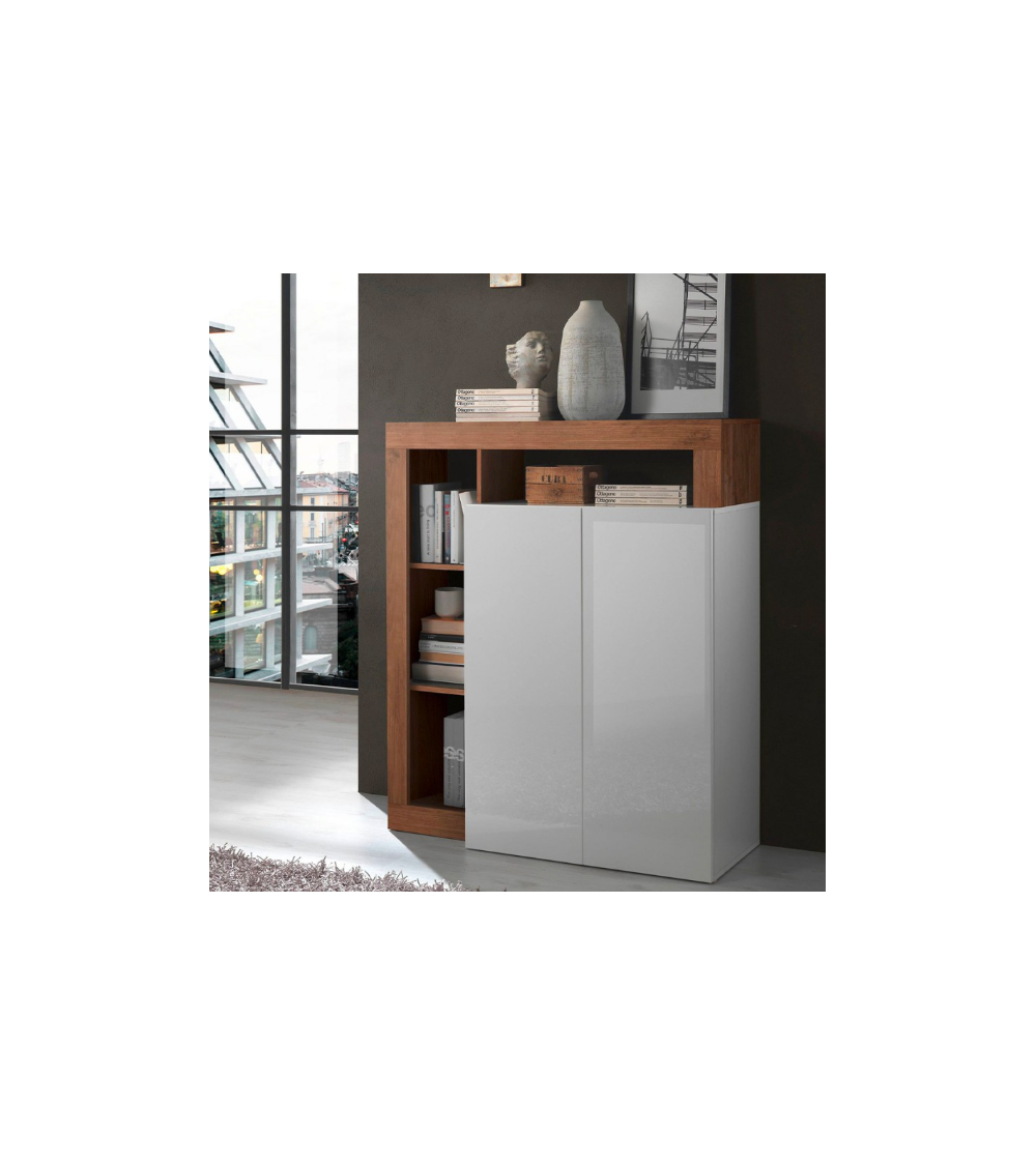 Buffet HAMBURG – Blanc laqué brillant / Bois Mercure Buffet HAMBURG – Blanc laqué brillant / Bois Mercure